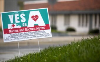 yard sign showing a message to vote Yes on Measure A